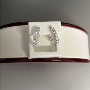 Elegant Silver Hoop Earrings with D color moissanite diamonds